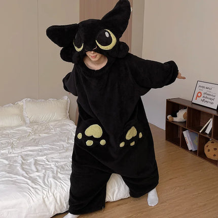 Anime Toothless Boys Girls Bodysuit Pajamas Autumn Winter Coral Fleece Thickened Warm Nightgown Wearing Home Clothes Outside