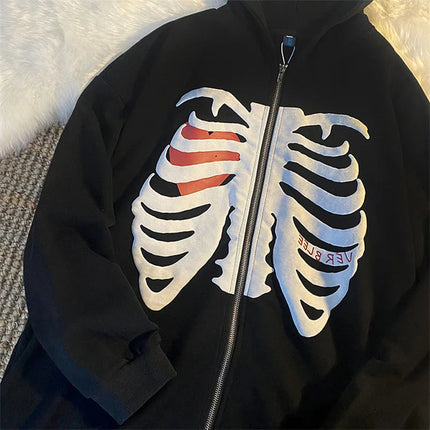 New Hoodies Women Vrouwen Gothic Zwart Zip Up Oversized Sweatshirt Dames Retro Harajuku Capuchon Streetwear Tops