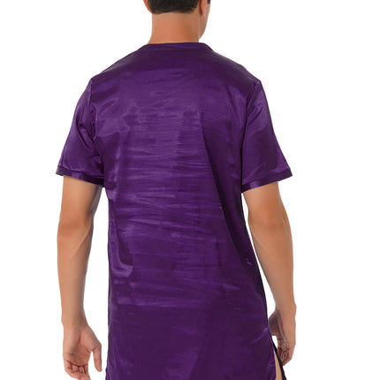 Donna uomo pigiama in raso di seta pigiameria maniche corte camicia da notte Kimono accappatoio abito da notte accappatoio camicia da notte estiva Homewear