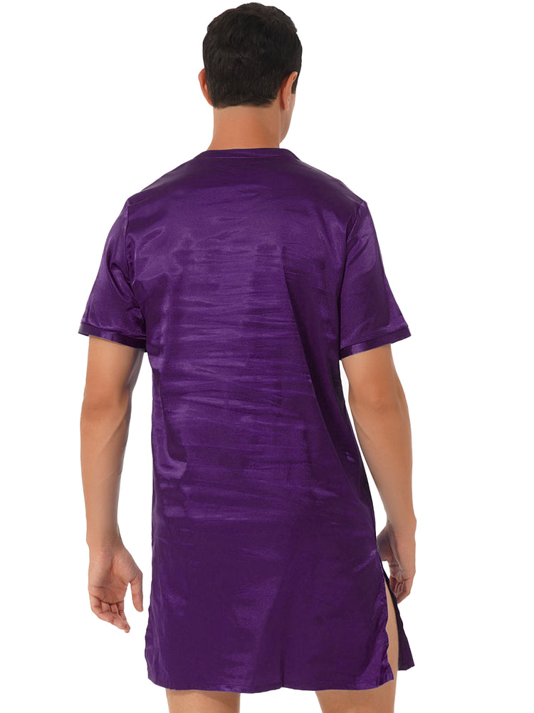 Donna uomo pigiama in raso di seta pigiameria maniche corte camicia da notte Kimono accappatoio abito da notte accappatoio camicia da notte estiva Homewear