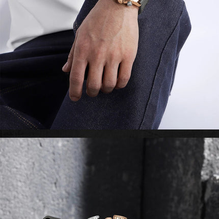 NAVIFORCE Orologio alla moda da uomo con cinturino in vera pelle Movimento al quarzo resistente all'acqua 30M Display luminoso con giorno e data F platinumshop