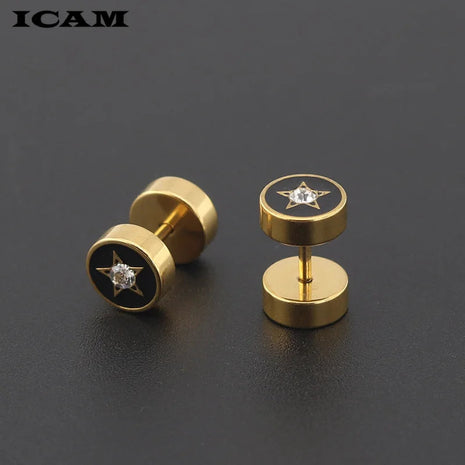 ICAM Orecchini in acciaio inossidabile al titanio medico stile punk Donna Uomo Bilanciere Manubri Punk Gotico Orecchino penetrante per uomo platinumshop