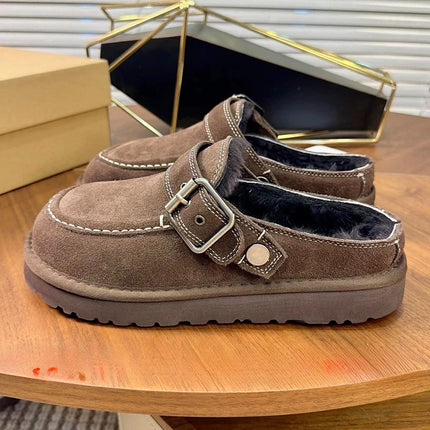 Tasman Winter Warm Wool Women's Tazz Classic Ultra Mini Platform Slippers Two-Way Wear Genuine Leather And Fur Snow Boots