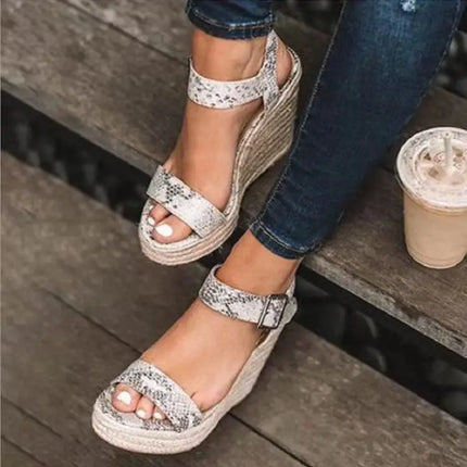 Nuovi Sandali Donna Espadrillas con Zeppa 2026, Open Toe con Cinturino e Fibbia, Platform Estivi da Spiaggia Casual Comodi Antiscivolo Taglie Forti