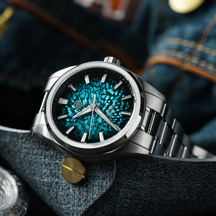 Watchdives WD0003C Ice Crack Dial 38mm Men Watch VH31 Sweep Seconds Quartz Movement Sapphire Luminous 10Bar Waterproof Watches