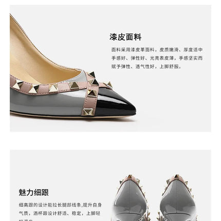 Tacchi Alti con Rivetti alla Moda 2026, Tacchi Alti Bicolore, Tacchi a Spillo da Donna, Scarpe Singole, Scarpe da Donna Sexy a Punta platinumshop