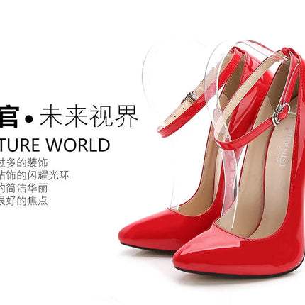 Sexy 16cm Extreme High Heels Pumps Shoes Woman Fashion Key Black Red Heeled Dance Party Wedding Office Shoes Ladies Large Size PlatiNum