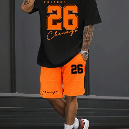 Abito da uomo alla moda alla moda 26 numeri con stampa modello girocollo pantaloncini a maniche corte completo moda casual comodo e traspirante platinumshop