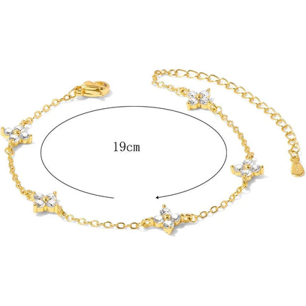 925 Silver Plated Four-leaf Flower Zircon Chain Necklace for Women Luxury Collar Charm Clover Necklaces 2025 Trend Jewelry PlatiNum