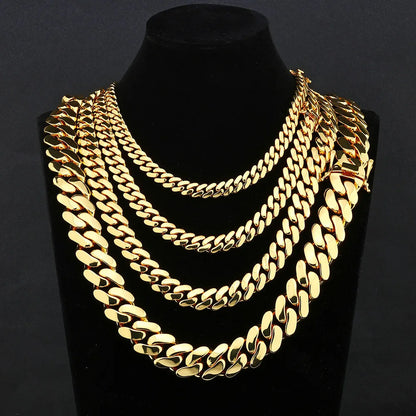 ESKEEM All'ingrosso 10/12/15/22mm 14K/18K Placcato Oro Pesante Miami Collana a Catena a Maglia Cubana per Gli Uomini Hip Hop Gioielli Catene Cubane