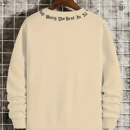The New Men's Round-Neck Hoodie for Spring and Autumn 2025 Features a Casual and Comfortable 3D Letter Print on the Street