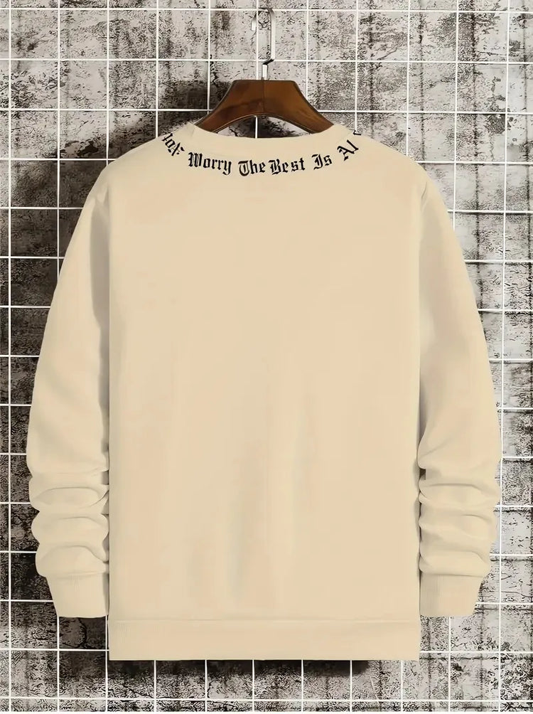 The New Men's Round-Neck Hoodie for Spring and Autumn 2025 Features a Casual and Comfortable 3D Letter Print on the Street