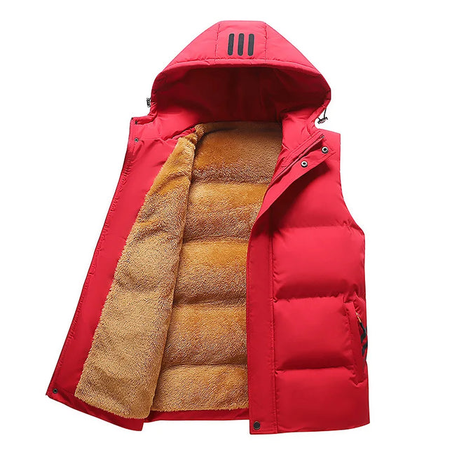 Hooded Casual Hiking Vest Jacket for Men Autumn Winter Warm Sleeveless Jacket Fashion Comfortabel Zipper Waistcoat Plus Size