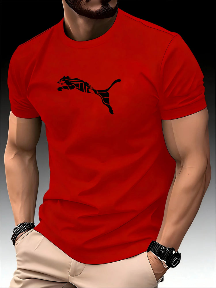 T-shirt con stampa leopardata volpe moda uomo nuova estate di lusso girocollo tendenza casual Y2K T-shirt sportiva fitness di fascia alta di alta qualità