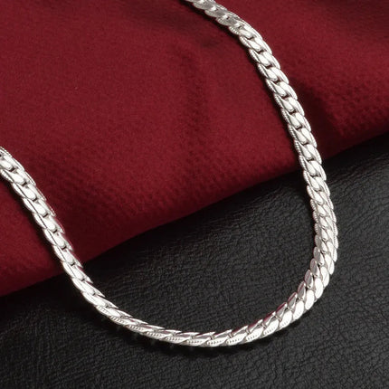 Collana in argento sterling 925 con catena laterale da 5 mm da 16/18/20/22/24 pollici per donna uomo gioielli di fidanzamento di nozze di moda PlatiNum