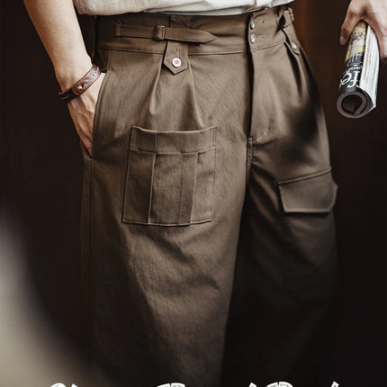 Maden P37 British Army Military Style Cargo Pants Mens Heavyweight Straight Multi Pocket Tactical Trousers Vintage Casual Autumn