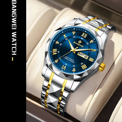 BANGWEI Orologio da donna elegante e lussuoso al quarzo, orologio da polso classico e semplice in acciaio inossidabile, con data automatica, impermeabile, con diamanti platinumshop