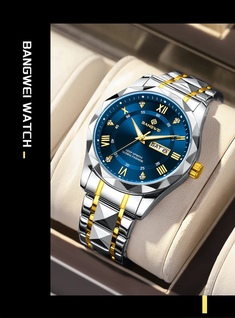 BANGWEI Orologio da donna elegante e lussuoso al quarzo, orologio da polso classico e semplice in acciaio inossidabile, con data automatica, impermeabile, con diamanti platinumshop