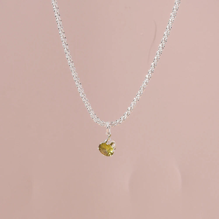 Y2K Crystal Butterfly Heart Necklace Fashion Kpop Shiny Clavicle Chain Necklaces for Women Girls New Trend Party Gifts Jewelry PlatiNum