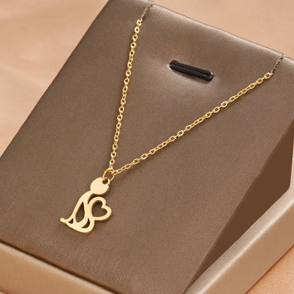 Collane in acciaio inossidabile Linea Cartoon Cat Pendenti Catena Girocollo Gioielli Collana di moda per gioielli da donna Regali per amici per feste