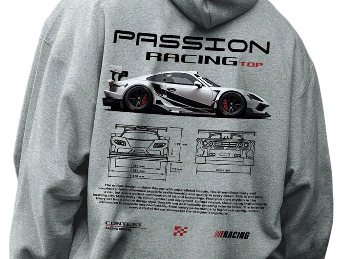 3D Car Print Men's Fashion Long Sleeve Casual Sports Hoodie Sweatshirt, Suitable For Autumn And Spring Outdoor Sports PlatiNum