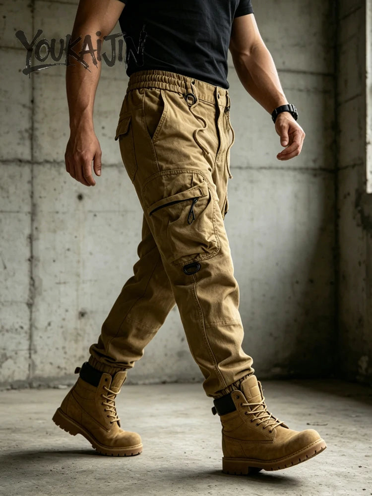 Mens Cargo Pants Autumn Winter Casual Mens Pant Baggy Regular Cotton Trousers Male Combat Military Tactical Pants Multi Pockets