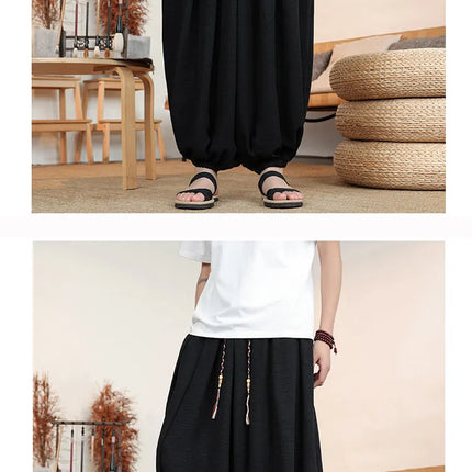Pantaloni da uomo in seta ghiaccio, stile cinese, vestibilità ampia, alla moda, estivi, casual, sportivi, modello lanterna, taglie forti fino alla 8XL - Offerta imperdibile!