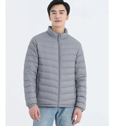 90 White Duck Down Men's Light and Warm Down Jacket with a Stand-Up Collar, Fashionable and Versatile Autumn and Winter Coat
