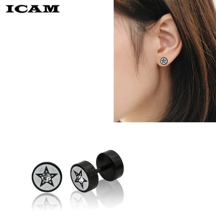 ICAM Orecchini in acciaio inossidabile al titanio medico stile punk Donna Uomo Bilanciere Manubri Punk Gotico Orecchino penetrante per uomo platinumshop