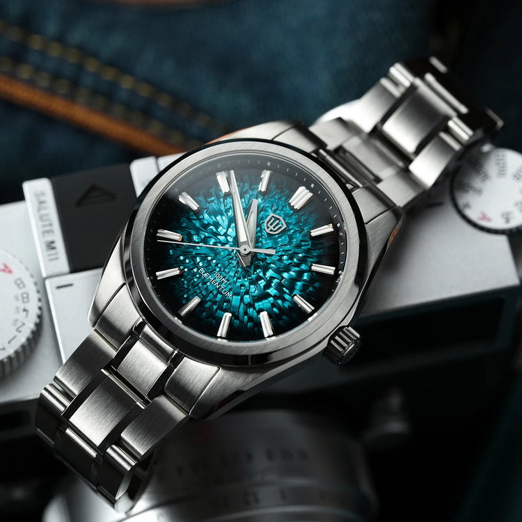 Watchdives WD0003C Ice Crack Dial 38mm Men Watch VH31 Sweep Seconds Quartz Movement Sapphire Luminous 10Bar Waterproof Watches