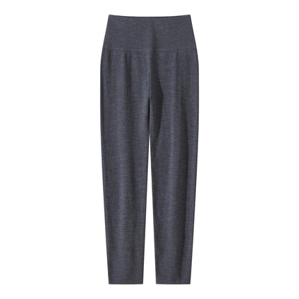 100% fine spun wool knitted pants for women, soft and comfortable thin wool leggings, slim fit solid color leggings PlatiNum