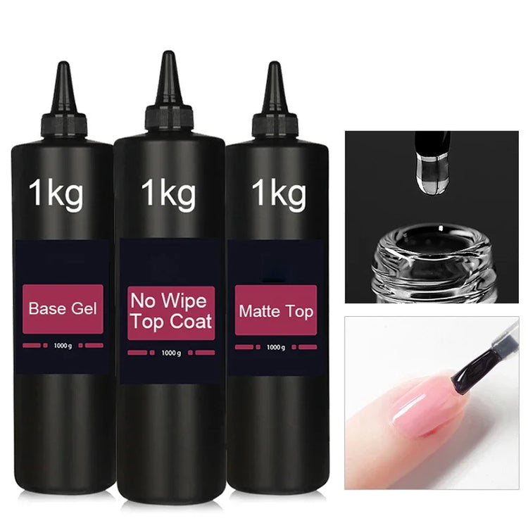 1000ML Super Shiny Top Coat Nail Art Gel Varnish Semi Permanent Soak Off No Wipe UV Gel Varnish Shining Clear Top Coat