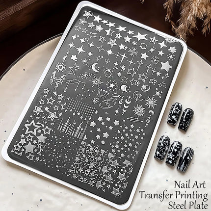 Gothic Letter Nail Art Transfer Printing Steel Plate Nail Art Silicone Stamp Star Heart Dot Bowknot Lace Manicure Tool Templates