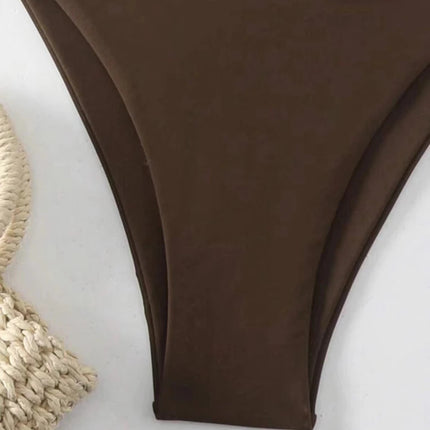 Costume da bagno bikini a perizoma da donna sexy, tinta unita bianco/nero/caffè, con laccetti, stile brasiliano, nuovo, in doppio tessuto, per la spiaggia platinumshop