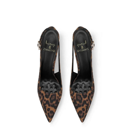 2025 Spring New Leopard Pattern Pointed French Luxury Small Comfortable Thin Heel Versatile High Heel Sandals for Women PlatiNum