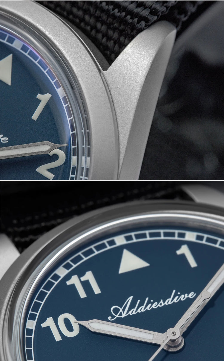 ADDIESDIVE 36mm Men's Analog Watch Bubble Mirror Glass 100m Waterproof Luminous Watch Simple Men Quartz Watches with Nylon Strap