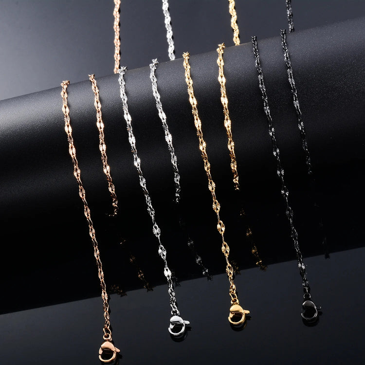 Yadreva Catena con labbra in rilievo Collana sottile in acciaio inossidabile da 2,5 mm Accessori per gioielli impermeabili con maglie fatte a mano PlatiNum