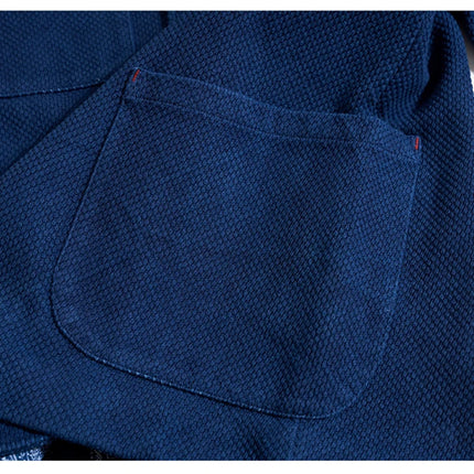 Men's Indigo Cargo Jacket Height Weight Cotton Lapel Multi-pocket Jacket Male French Vintage Thick Workwear Tooling Jacket Coat