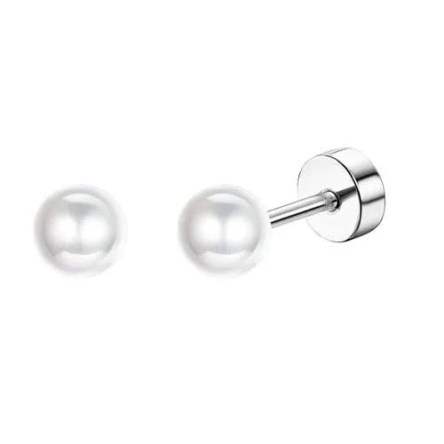 Florideco 1 paio di orecchini a bottone ipoallergenici con retro piatto per donna uomo orecchini a bottone per cartilagine in acciaio inossidabile chirurgico platinumshop