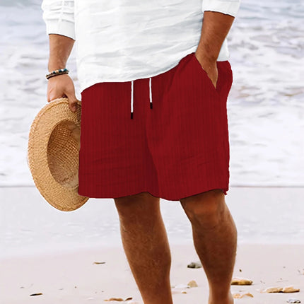 Pantaloncini comodi leggeri casual legati multitasche a righe tinta unita stile spiaggia hawaiano da uomo di nuova moda estiva platinumshop