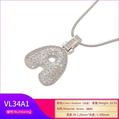 ZHUKOU Colore argento Bubble lettere iniziali collane 26 lettere pendenti collane per le donne Ottone CZ Gioielli all'ingrosso VL34