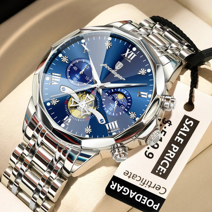 POEDAGAR Orologio da uomo di lusso Top originale impermeabile cronografo luminoso orologio da polso da uomo al quarzo in acciaio inossidabile orologi da uomo Reloj platinumshop