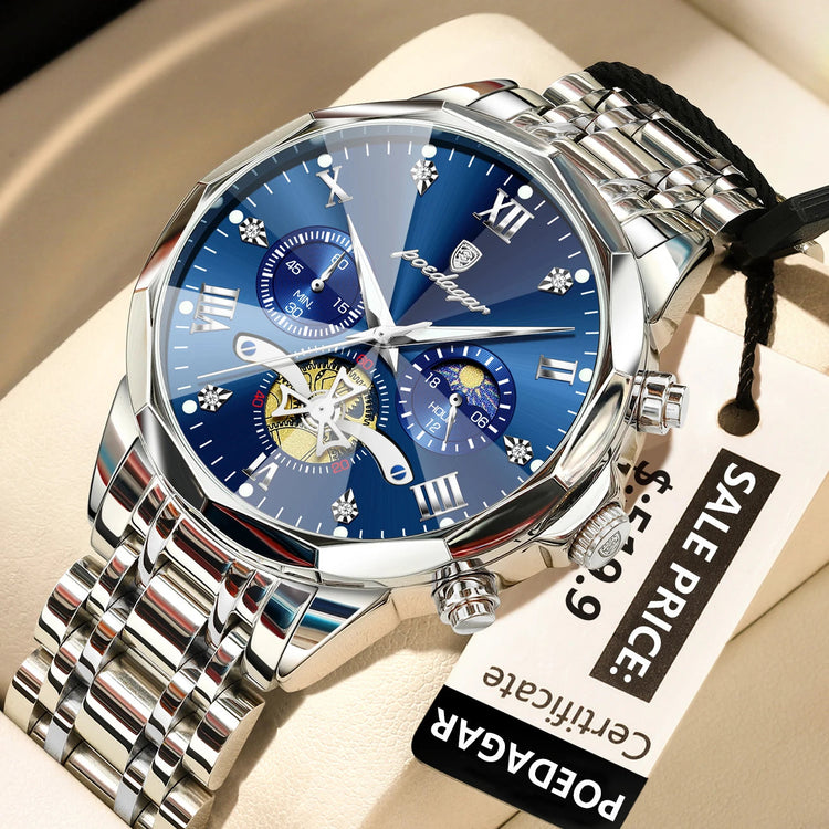 POEDAGAR Orologio da uomo di lusso Top originale impermeabile cronografo luminoso orologio da polso da uomo al quarzo in acciaio inossidabile orologi da uomo Reloj platinumshop
