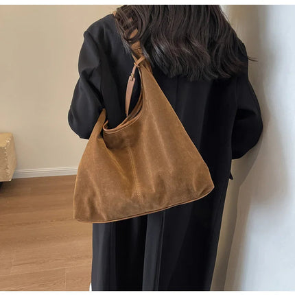 Women Suede Shoulder Bag with Zipper Hobo Bags Large Capacity Handbag Slouchy Bag Commuter Travel Bag Purses and Handbags PlatiNum