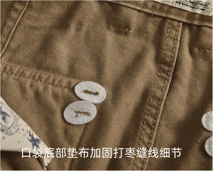 Autumn And Winter New American Retro 100% Cotton Multi-pocketed Washed Old Straight Casual Pants Loose Fashion Cargo Trousers