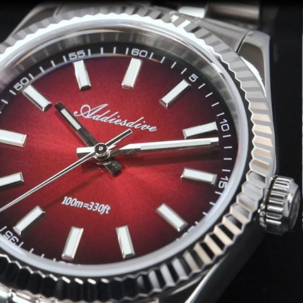 ADDIESDIVE Watch For Men Sapphire Glass Luminous 10Bar Diving Jubilee Strap 316L Stainless Steel VH31 Movement Quartz Watch