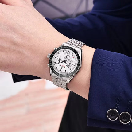 PAGANI DESIGN 2026 Nuovo Orologio al Quarzo Retrò Color Cuoio Chiaro per Uomo, Cronografo Sportivo con Vetro Zaffiro AR, Orologio da Polso Luminoso per Uomo VK63