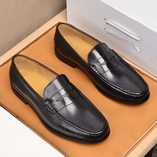 Mocassini da uomo di lusso in vera pelle slip on scarpe eleganti da lavoro casual nere scarpe da ufficio per feste di matrimonio da uomo
