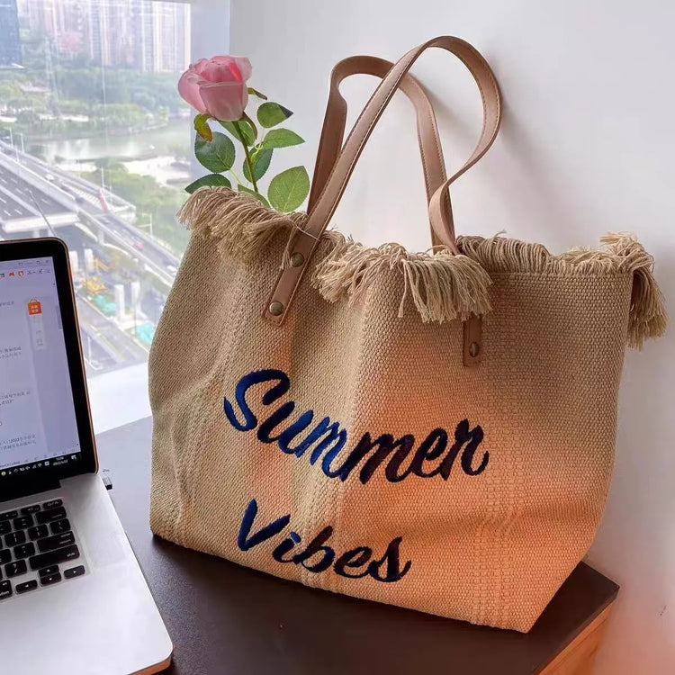 Borse da donna in tela Borsa da spiaggia grande Tote Borse per la spesa Borsa a tracolla sotto le ascelle per borse casual con manico superiore femminile