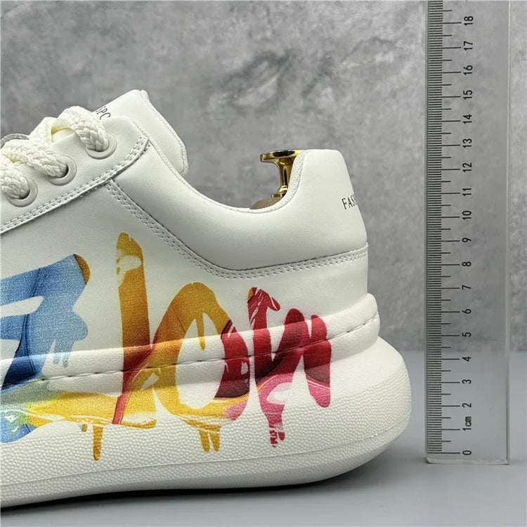 Spring New Style Wheat Ear White Casual Versatile Men's Sports Shoes Trendy Thick Bottomed Men's Sports Shoes Leather Sneakers